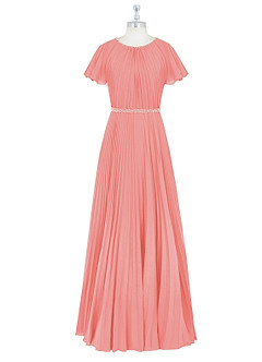 Azazie Kara Bescheiden Bruidsmeisjekleding A-Lijn Geplooid Chiffon Vloerlengte Jurk image7