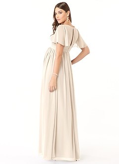 Azazie Verna Maternity Bridesmaid Dresses A-Line V-Neck Ruched Chiffon Floor-Length Dress image4