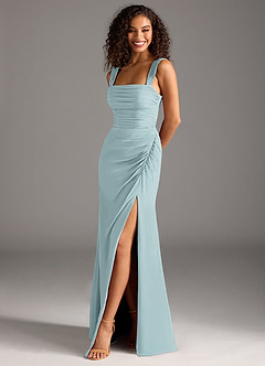 Azazie Jesaphine Bridesmaid Dresses Mist Sheath Bow Chiffon Dress image1