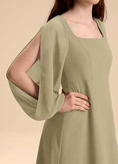 Azazie Bondi Junior Robe Trapèze en Mousseline de soie Blouson Vert Mousse image8