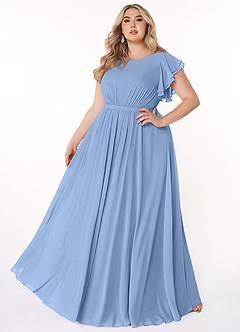 Azazie Daphne Modest Bridesmaid Dresses A-Line Ruffled Chiffon Floor-Length Dress image7