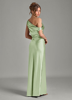 Azazie Emerson 신부 들러리 드레스 인어 오프 더 숄더 메탈릭 새틴 바닥 길이 드레스 image6