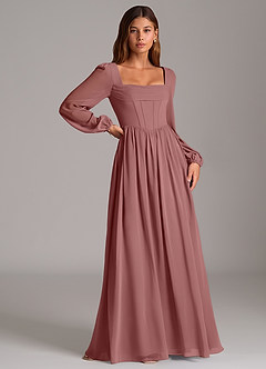 Azazie Hattie Bridesmaid Dresses Desert Rose A-Line Corset Chiffon Dress image3