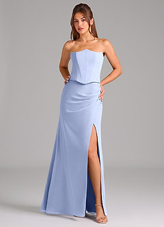 Azazie Jenine Bridesmaid Dresses Ice Mermaid Strapless Chiffon Dress image1