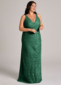 Azazie Tianna Brudtärnklänningar Klä av Tubklänning i Blommig Utbrändhet Spets Mörkgrön image11