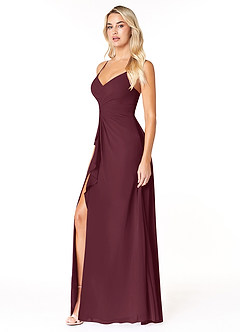 Azazie Emerald Bridesmaid Dresses Cabernet A-Line Ruffled Chiffon Dress image5