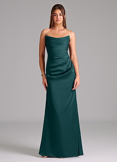 Azazie Lucille Bridesmaid Dresses Pine Mermaid Strapless Stretch Satin Convertible Dress image1