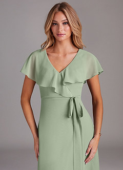 Azazie Lainey Bridesmaid Dresses Dusty Sage A-Line with Pockets Chiffon Dress image6