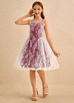 Azazie Cubbie Girls Formal Flower Girl Dresses Burgundy A-Line Lace Dress image1