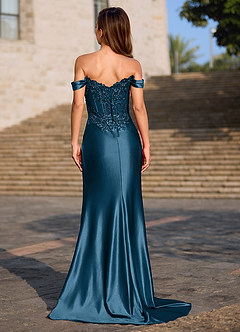 Opulence Peacock Blue Floral Corset Prom Dress image2