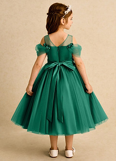 Azazie Juni Robe Demoiselle D'honneur Fillette Robe Princesse en Tulle Plissée émeraude image2