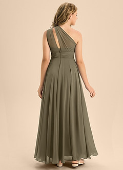 Azazie Charlize Junior Willow Green A-Line Pleated Chiffon Dress image2