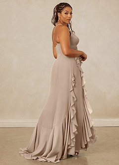 Christian Siriano Bridal for Azazie 1006 Vestidos de damas de honor Vestido de Gris Pardo de Gasa de Corte Sirena con Volante image9
