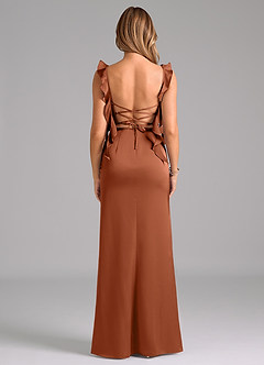 Azazie Jessamine Bridesmaid Dresses Cedar Rose A-Line Corset Stretch Satin Dress image6