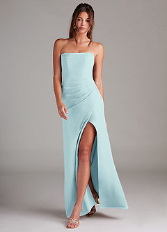 Azazie Leonis Bridesmaid Dresses Sea Glass Sheath Strapless Chiffon Convertible Dress image7