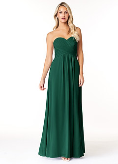 Azazie Yazmin Bridesmaid Dresses Emerald A-Line Sweetheart Neckline Chiffon Convertible Dress image4