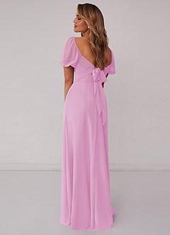 Barbie ♥ Azazie Robes de demoiselle d'honneur Robe Trapèze en Mousseline de soie Plissée Rose Bonbon image3