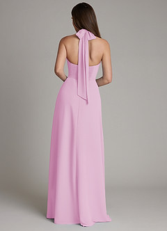 Azazie Myra Jurken voor thuis passen Jurk van Chiffon met A-Lijn Hoge Kraag Snoep Roze image2