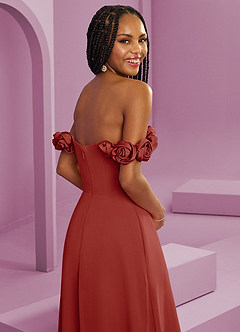 Barbie ♥ Azazie Bridesmaid Dresses Terracotta A-Line Off the Shoulder Chiffon Convertible Dress image2