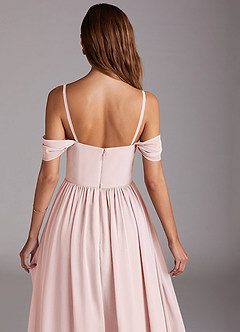 Azazie Calianna Bridesmaid Dresses Blushing Pink A-Line Off the Shoulder Chiffon Convertible Dress image9