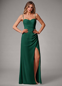 Azazie Haisley Jurken voor bruidsmeisjes Converteerbaar Jurk van Chiffon met Kolom Off the Shoulder Smaragd image1
