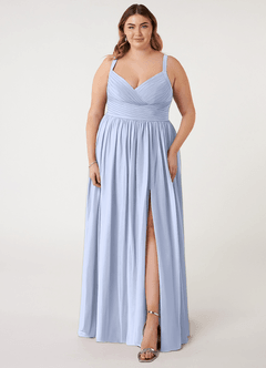 Azazie Chanel Brautjungfernkleider A-Linie Plissee Chiffon Kleid Eis image8