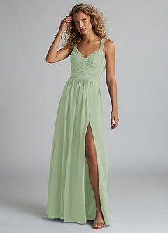 Azazie Aziza Bridesmaid Dresses Dusty Sage A-Line V-Neck Pleated Chiffon Dress image2