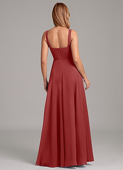 Azazie Shaude Bridesmaid Dresses Rust A-Line Pleated Chiffon Dress image2