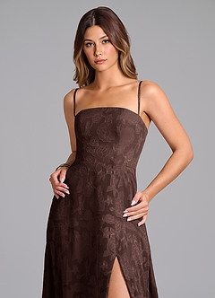 Azazie Wren Abiti da Damigella Abito A-Line in Burnout Floreale Senza Cinturino Ganache image2