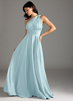 Azazie Charlize Suknie dla druhen Linia A Jedno ramię Satyna elastyczna Do ziemi Sukienka image5