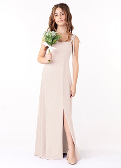 Azazie Rosey Junior Rose Petal A-Line Sweetheart Neckline Chiffon Dress image4
