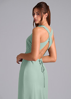 Azazie Evadne Bridesmaid Dresses Agave Sheath Pleated Chiffon Dress image8