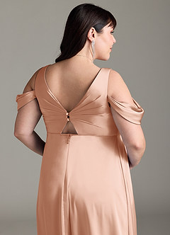 Azazie Rhea Abiti da damigella d'onore premaman Abito A-Line Plissettato a Spalla Scoperta Raso Elasticizzato Floor-Length image13