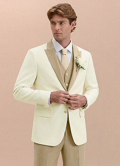 front Adrian Champagne Shawl Lapel Structured Stretch Tuxedo Jacket