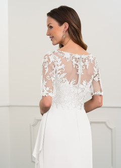 Azazie Amedeus Mother of the Bride Dresses Ivory A-Line V-Neck Lace Chiffon Dress image12
