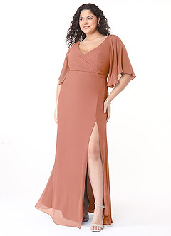 Azazie Cierra Final Sale MAI TAI A-Line V-Neck Chiffon Dress image9