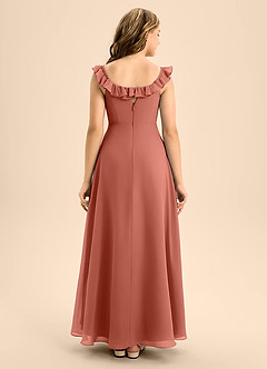 Azazie Callie Junior A-Linie Gestreift Chiffon Kleid Lehm image2