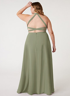 Azazie Clarice Abiti da Damigella Abito A-Line in Chiffon con Scollo Halter Pistacchio image9