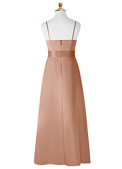 Azazie Anina Junior Champagne Rose A-Line Bow Matte Satin Dress image8