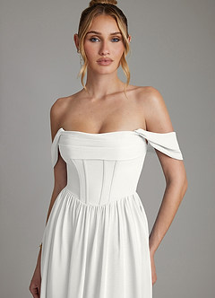 Azazie Caterina Bridesmaid Dresses White A-Line Corset Chiffon Dress image8