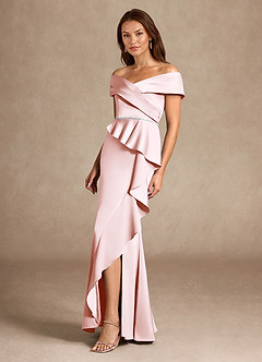 Azazie Dareia Moeder van de bruid jurken Zeemeermin Jurk van Stretch Satijn Off the Shoulder Blozend Roze image7