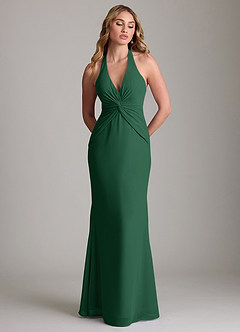 Azazie Valerie Bridesmaid Dresses Dark Green Mermaid Pleated Chiffon Dress image3
