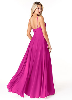 Azazie Emerald Final Sale Fuchsia A-Line Ruffled Chiffon Dress image3