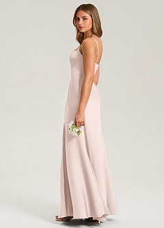 Azazie Lidia Bridesmaid Dresses Blushing Pink Mermaid Side Slit Stretch Satin Dress image6