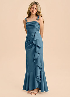 Azazie Ryan Junior Bermuda Sheath Bow Stretch Satin Dress image1