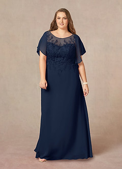 Azazie Faviola Mother of the Bride Dresses A-Line Boatneck sequins Chiffon Floor-Length Dress image7