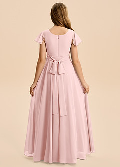 Azazie Cady Junior Powder Pink A-Line Pleated Chiffon Dress image2