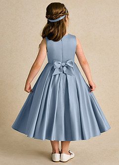 Azazie Lady vestidos de niña de las flores Vestido de Azul Polvoriento de Satin Mate de Corte En A con Plisado image2