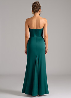 Azazie Debby 신부 들러리 드레스 인어 스트랩리스 스트레치 새틴 바닥 길이 드레스 image7