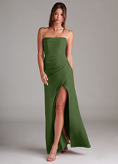 Azazie Leonis Bridesmaid Dresses Olive Sheath Strapless Chiffon Convertible Dress image7